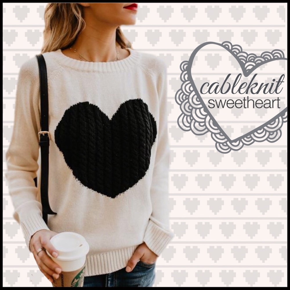 Cableknit Sweetheart Sweater - Picture 1 of 4